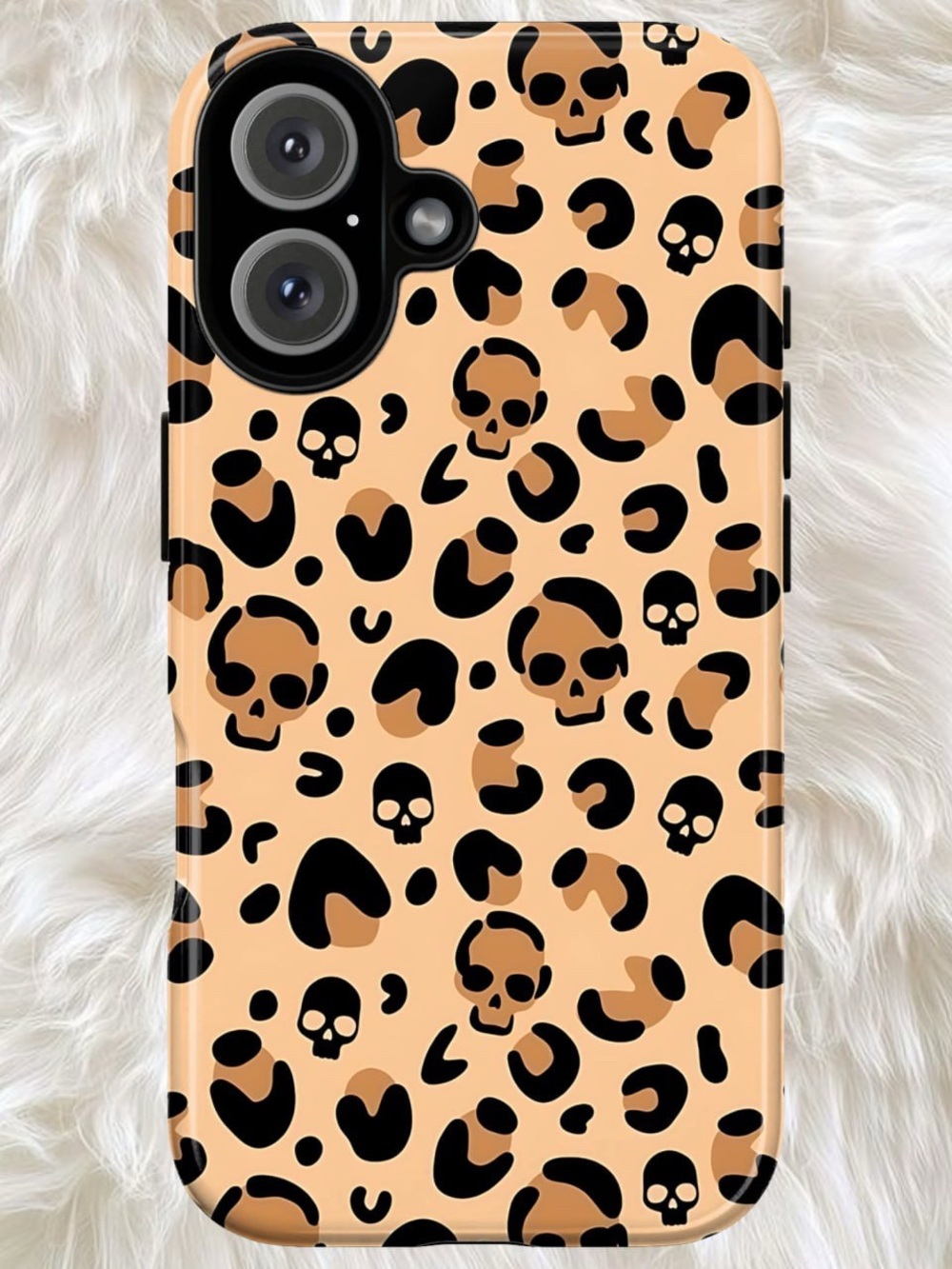 Peach Leopard Skull Pattern Phone Case - Picture 2 of 2